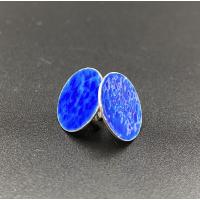 Mavi Mineli Dövme Buton/Düğme Küpe  (16mm)