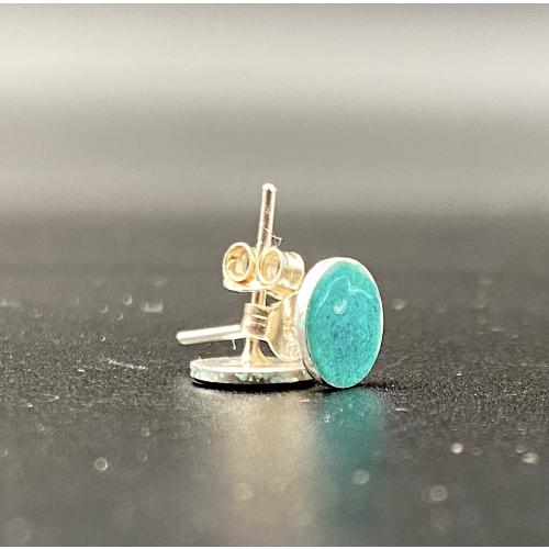 Turkuaz Mineli Buton/Düğme Küpe  (7mm)