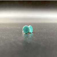 Turkuaz Mineli Buton/Düğme Küpe  (7mm)