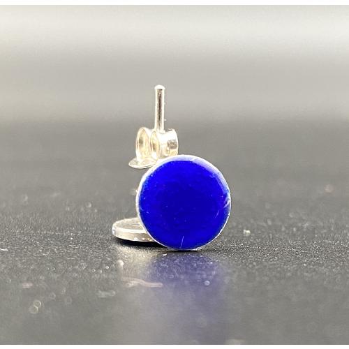 Mavi Mineli Buton/Düğme Küpe  (7mm)